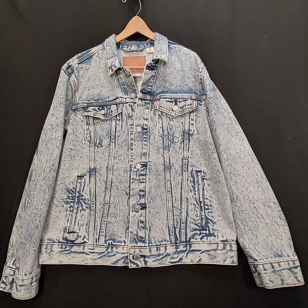 Levis Premium Trucker Jacket Mens XL Acid Wash Denim Type III Big E 72334-0353